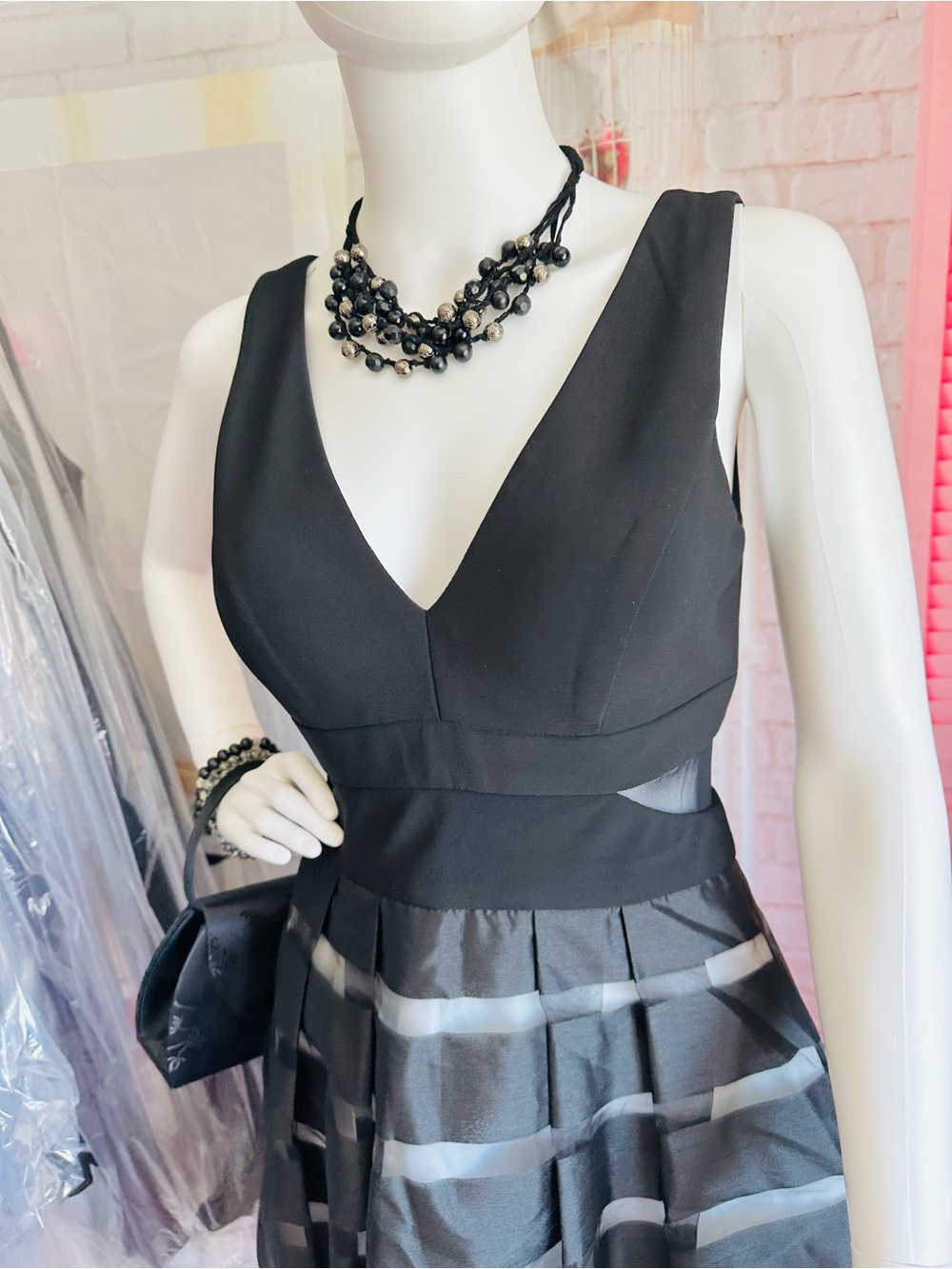 XSCAPE Black Fit & Flare Cocktail Dress - Picture 3 of 13